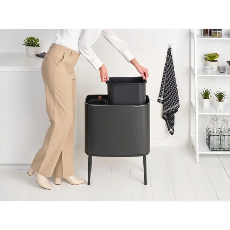 Coș de gunoi Brabantia Bo Touch 11+23L, Confident Grey