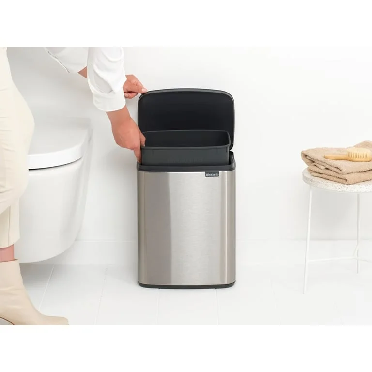 Coș de gunoi Brabantia Bo Small 12L, Matt Steel, Fingerprint proof