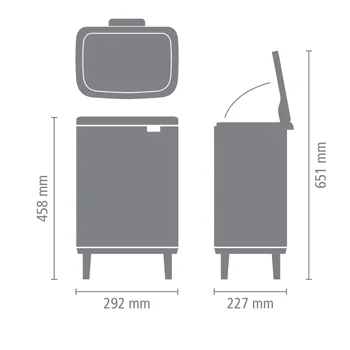 Coș de gunoi Brabantia Bo Small Hi 12L, Matt Steel, Fingerprint proof