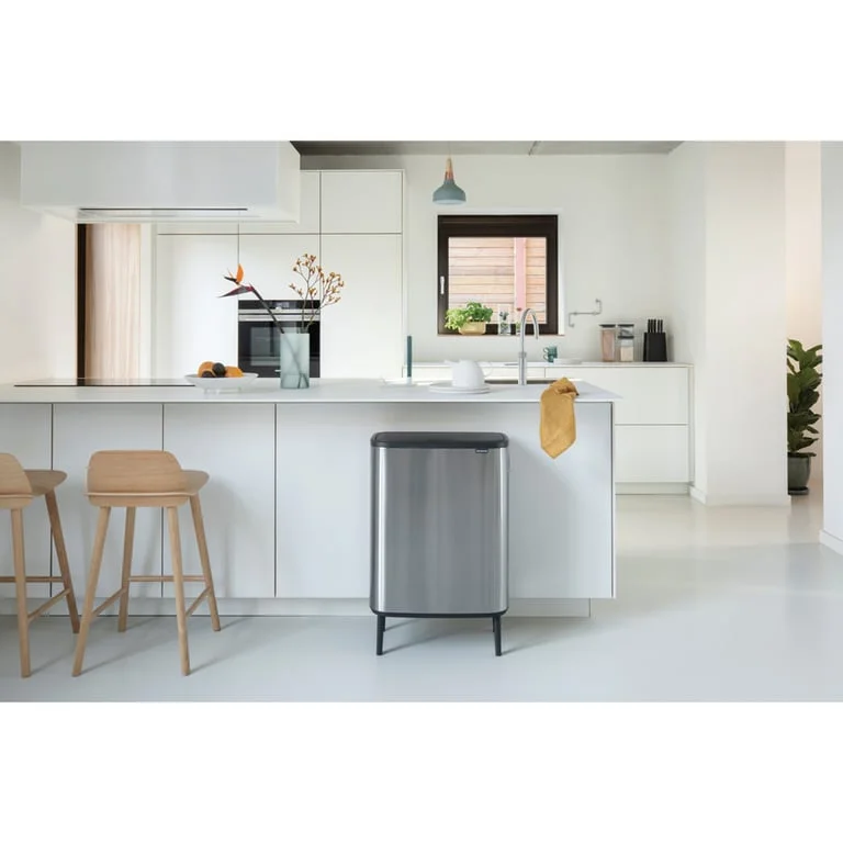 Coș de gunoi Brabantia Bo Touch Hi 2x30L, Matt Steel, Fingerprint proof