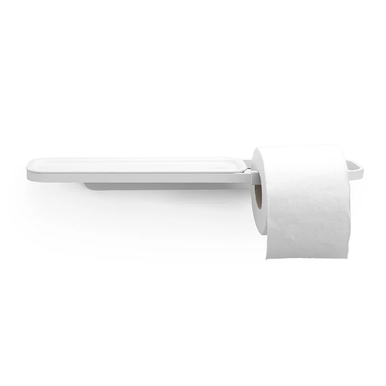 Suport pentru hârtie igienică cu raft Brabantia MindSet Mineral Fresh White