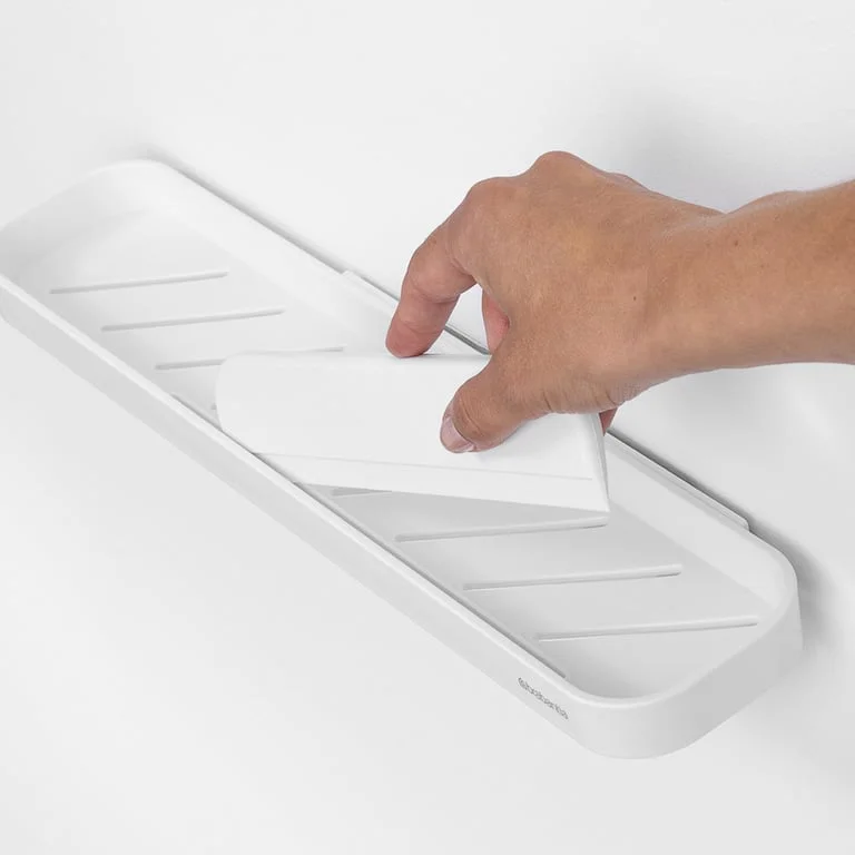 Raft de duș cu accesoriu de curățare Brabantia MindSet Mineral Fresh White
