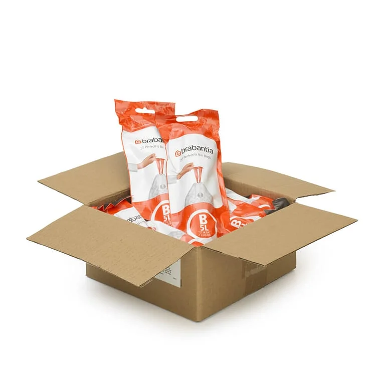 Saci de gunoi cu șnur Brabantia PerfectFit Slide/Papier Bin, cod B, 5L, 200 bucăți, cutie