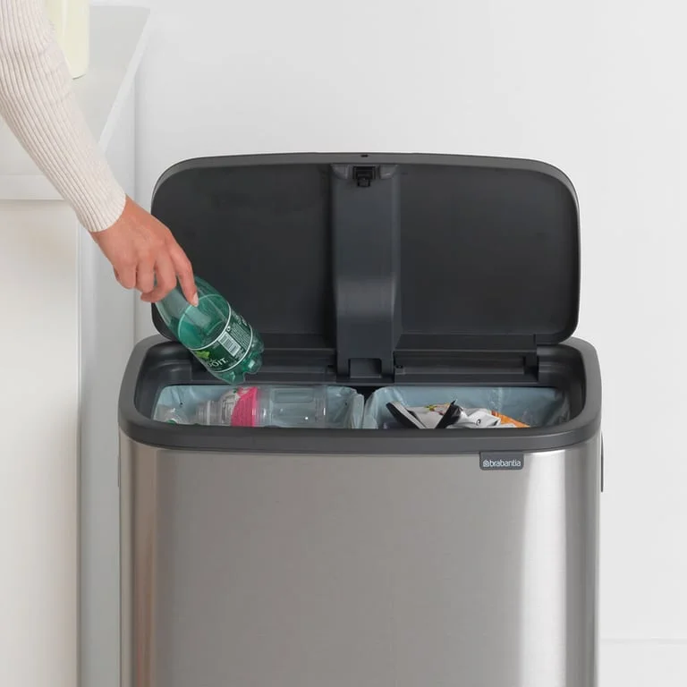 Coș de gunoi Brabantia Bo Touch 2x30L, Matt Steel, Fingerprint proof