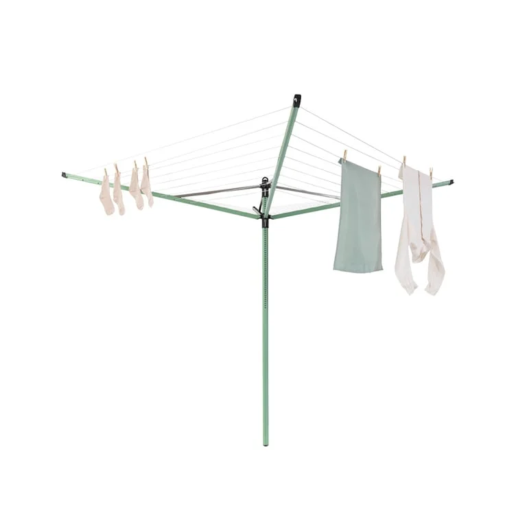 Outdoor Dryer Brabantia Lift-O-Matic 50m, Metal Soil Spear, Cover, Peg Bag and Pegs, Leaf Green