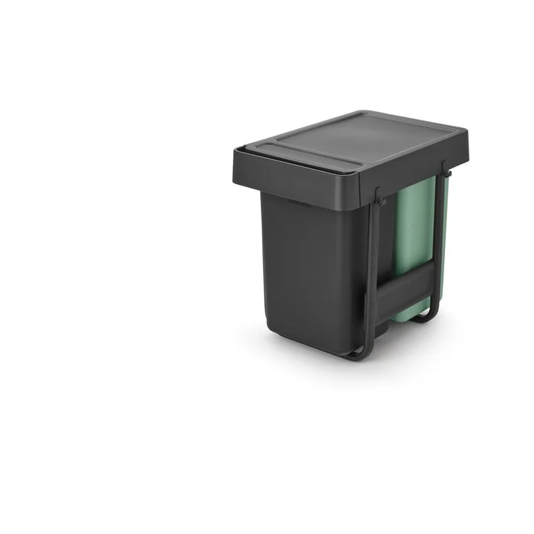 Coș de colectare separată Brabantia Sort&Go 2x15L, Dark Grey & Jade Green