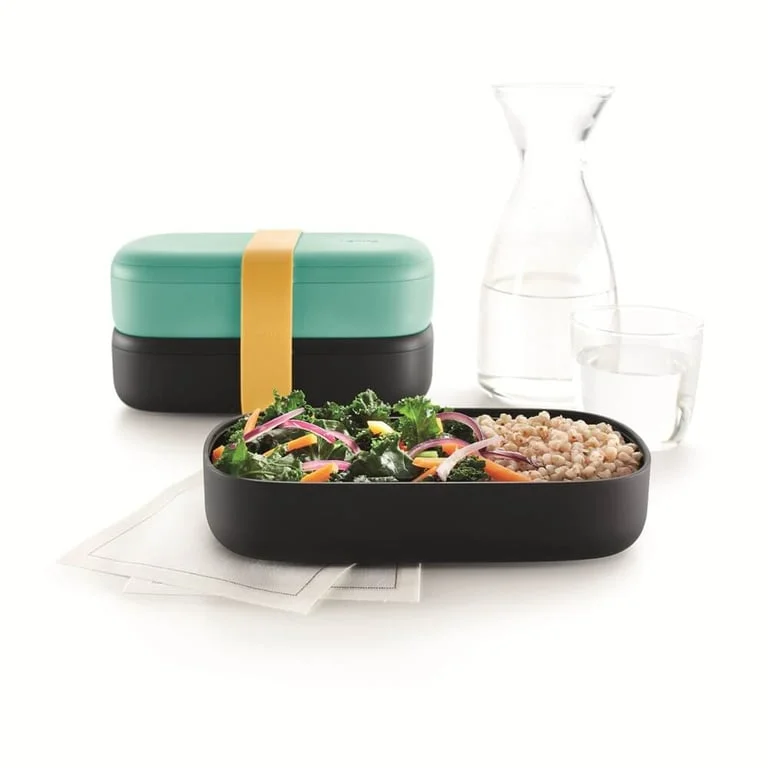 Set de recipiente pentru alimente Lekue On The Go Turquoise, 2x500 ml
