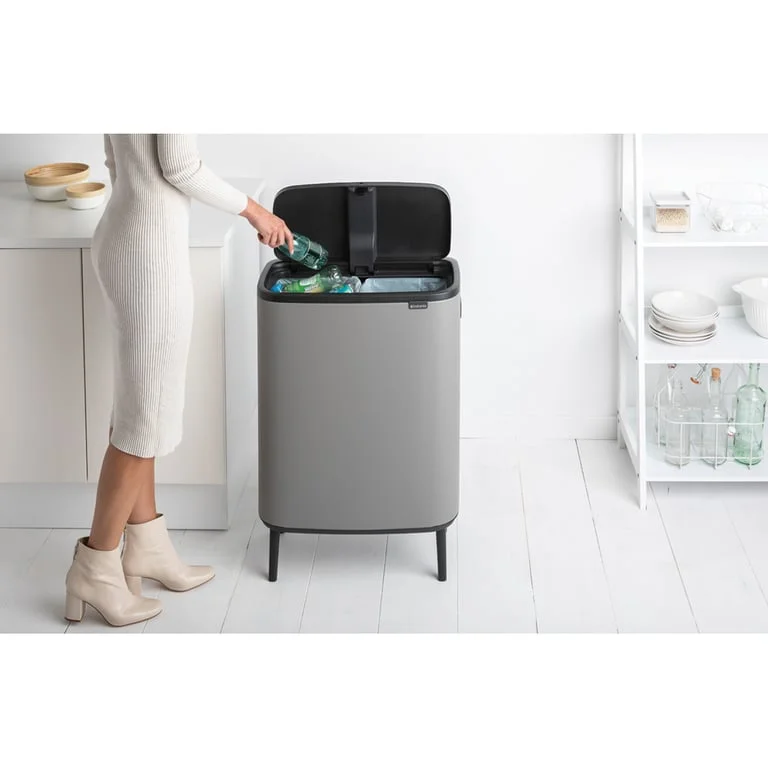 Bo Touch Bin Hi Brabantia, 2 x 30 litre, Plastic Buckets Mineral Concrete Grey