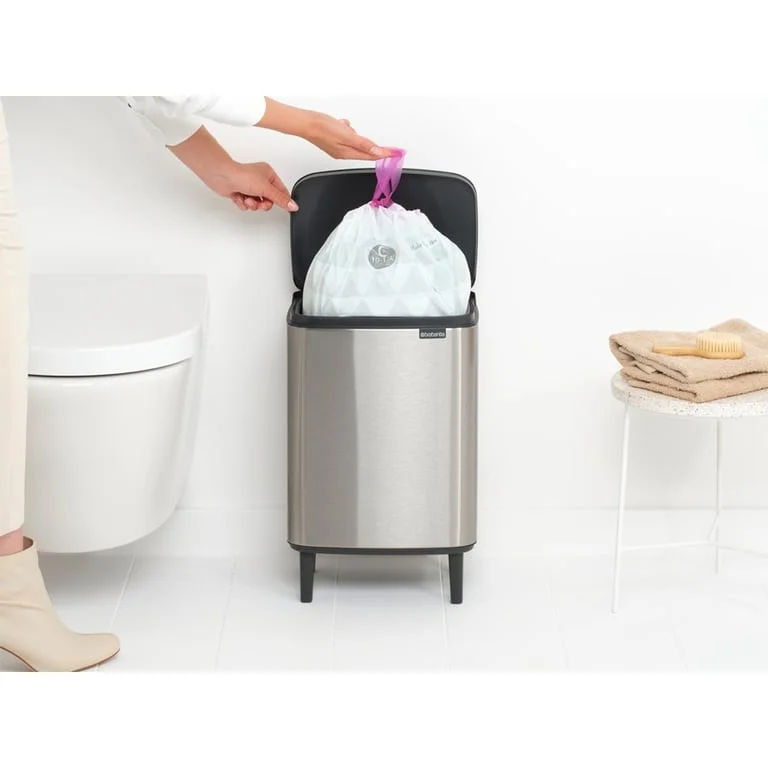 Coș de gunoi Brabantia Bo Small Hi 12L, Matt Steel, Fingerprint proof