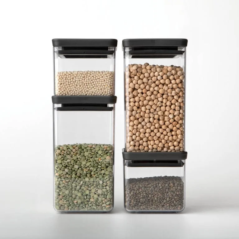 Borcane Brabantia Tasty+ 4 bucăți (2x0.7L și 2x1.6L), capac Dark Grey