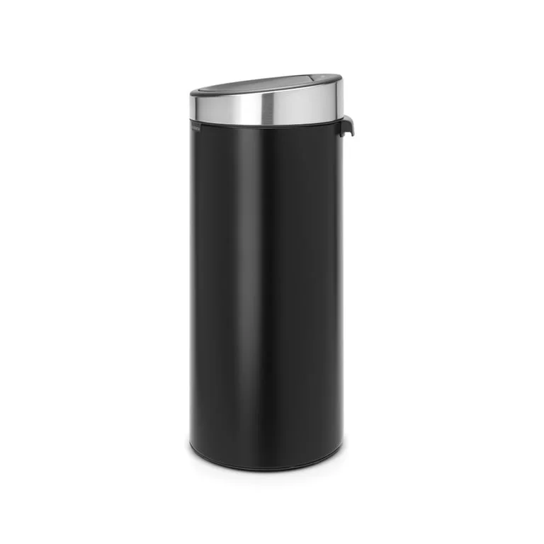 Coș de gunoi Brabantia Touch New 30L, Matt Black, capac metalic