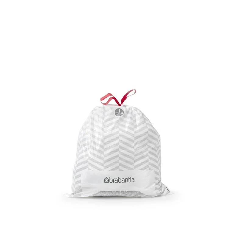 Saci de gunoi cu șnur Brabantia PerfectFit, cod  J 20-25L, 20 bucăți, albi