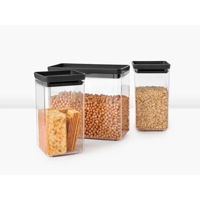 Set cutii de depozitare produse Brabantia Tasty+ Stackablel 2x1.6L+1x3.5L, Dark Grey