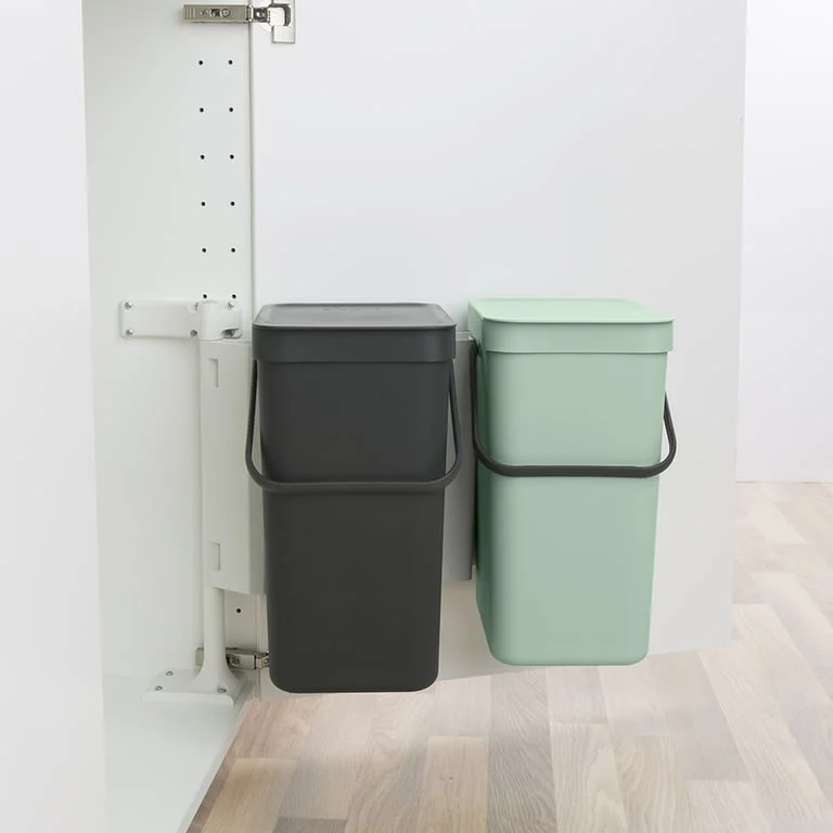 Coș de colectare separată Brabantia Sort&Go 2x12L, Dark Grey & Jade Green