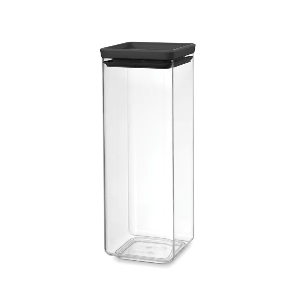 Stackable Square Canister Brabantia 2.5L Tasty+, Dark Grey Lid