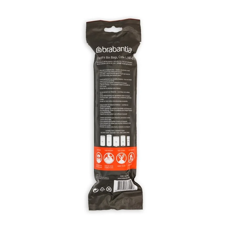 Saci de gunoi cu șnur Brabantia PerfectFit, cod  L, 40-45L, 10 bucăți, albi