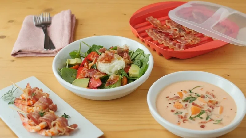 Vas pentru gătit bacon la microunde Lekue