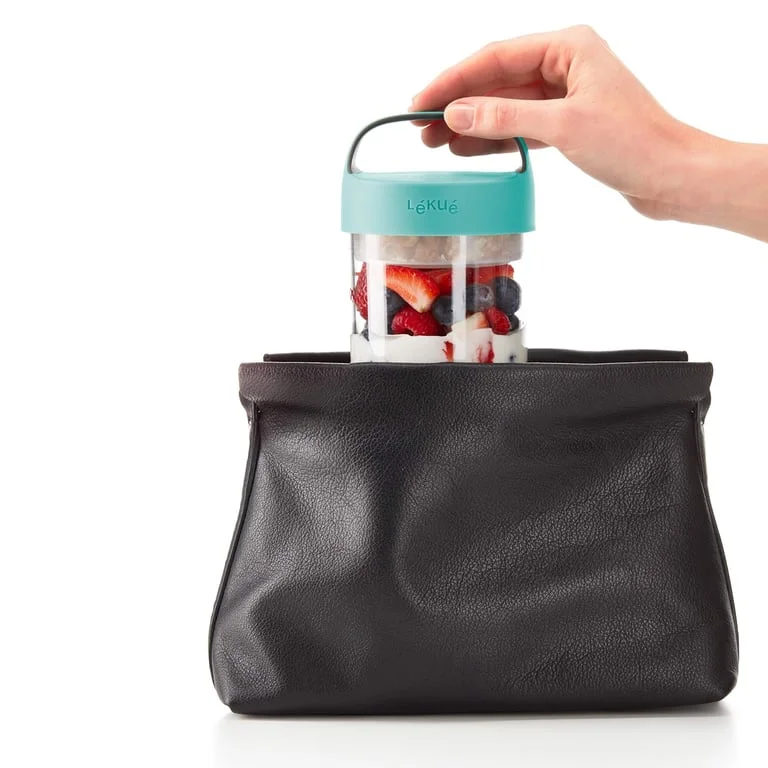 Bol compartimentat Lekue On The Go Turquoise 600 ml
