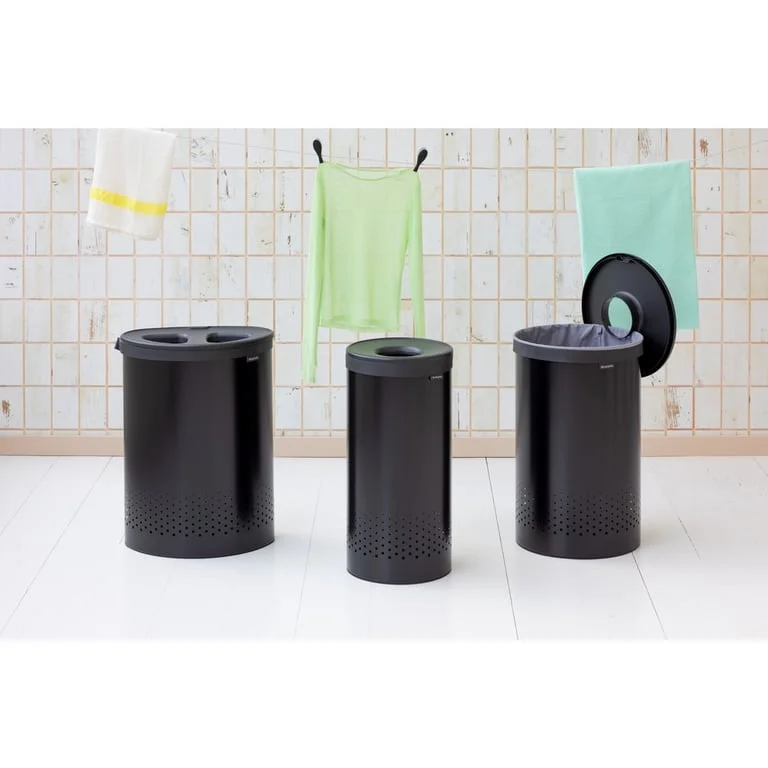 Laundry Bin Brabantia Selector 55L, Matt Black, Plastic Lid