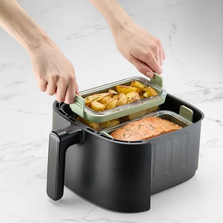 Set de tăvi de copt dreptunghiulare Lekue pentru friteuză cu aer cald, 2 bucăți