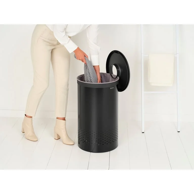 Laundry Bin Brabantia 60L, Matt Black, Plastic Lid