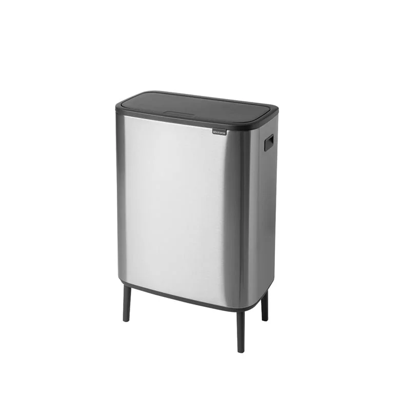 Coș de gunoi Brabantia Bo Touch Hi 2x30L, Matt Steel, Fingerprint proof