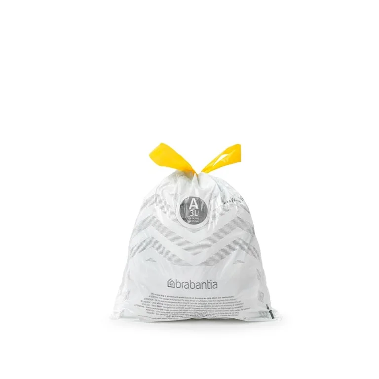 Saci de gunoi cu șnur Brabantia PerfectFit, cod A, 3L, 20 bucăți, rolă, albi