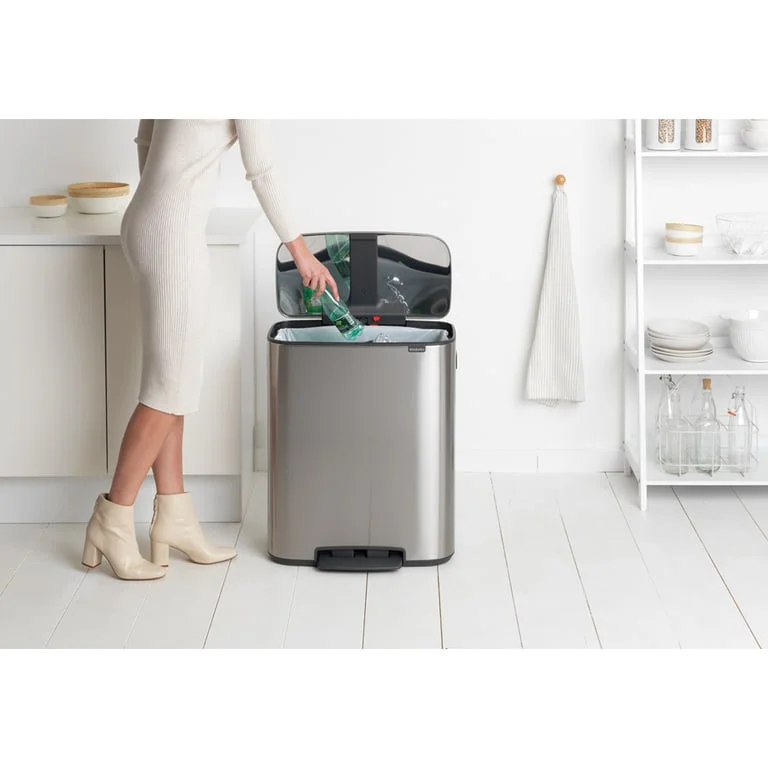Coș de gunoi Brabantia Bo Pedal 60L, Matt Steel, Fingerprint proof