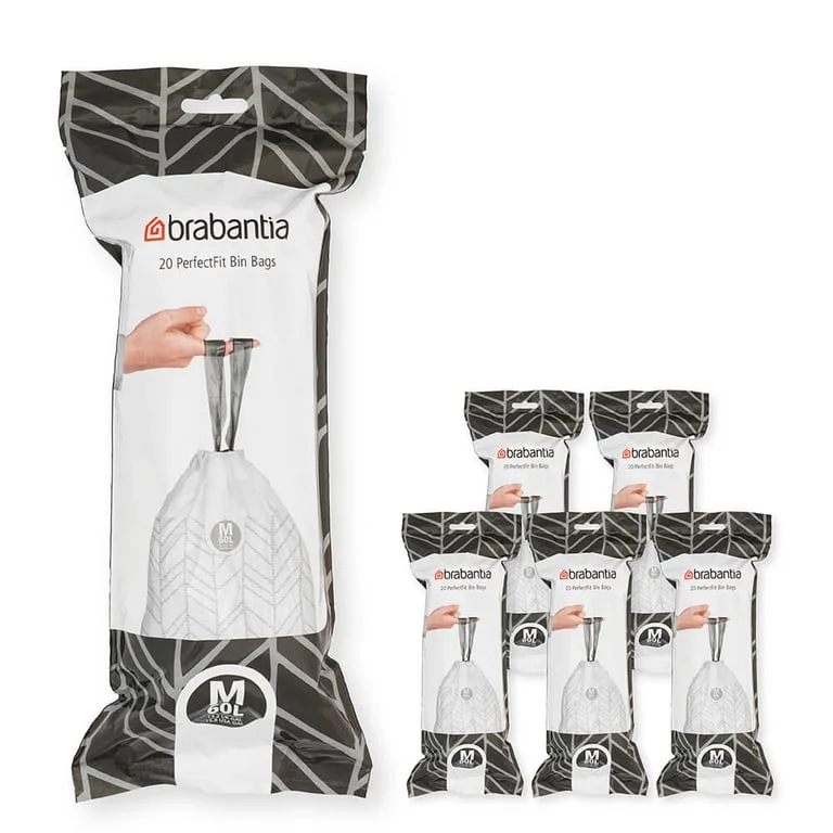 Waste Bin Bags Brabantia M, 60L, 120 pcs, White, Multipack