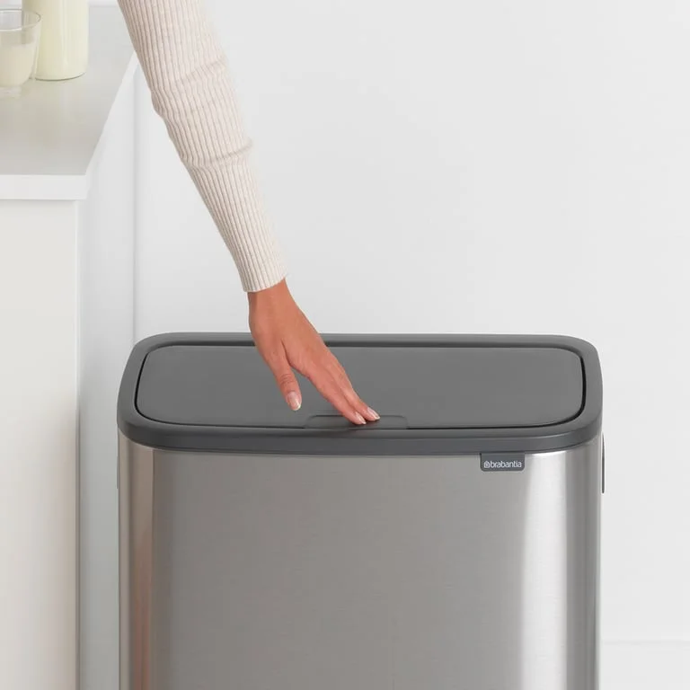 Coș de gunoi Brabantia Bo Touch 2x30L, Matt Steel, Fingerprint proof