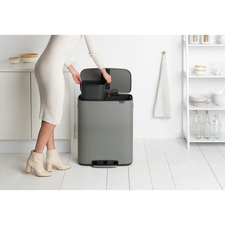 Coș de gunoi Brabantia Bo Pedal 2x30L, Mineral Concrete Grey