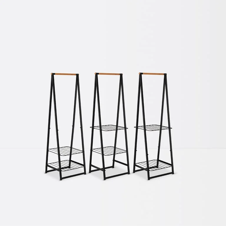 Stativ haine multifuncțional Brabantia Linn Black, compact