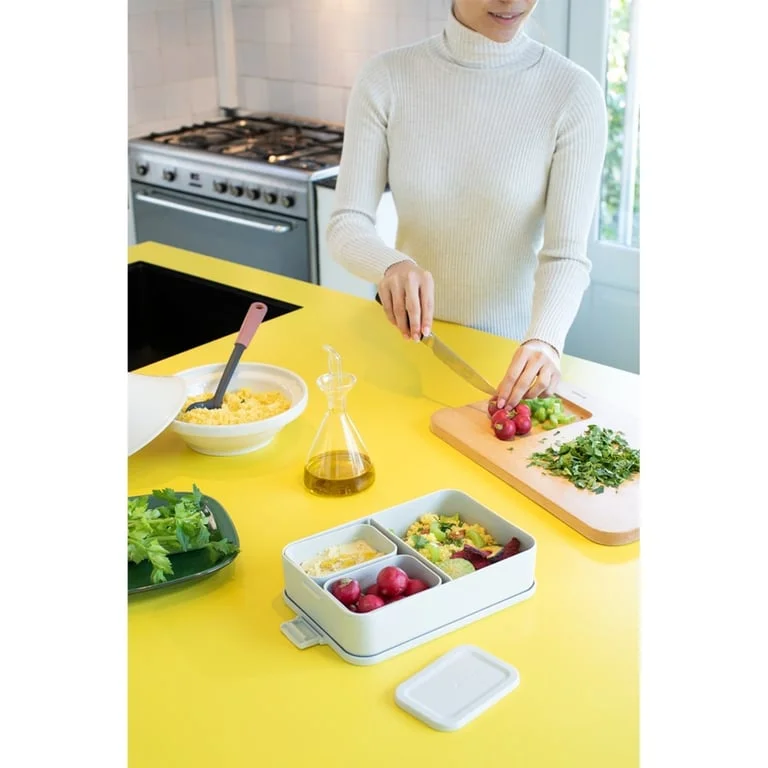 Cutie de prânz Brabantia Make&Take 2L, Light Grey, cu separatoare