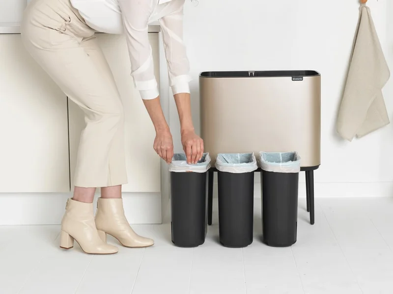 Coș de gunoi Brabantia Bo Touch 3x11L, Metallic Gold