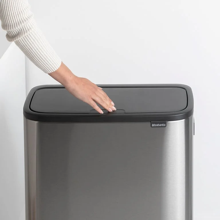 Coș de gunoi Brabantia Bo Touch Hi 2x30L, Matt Steel, Fingerprint proof