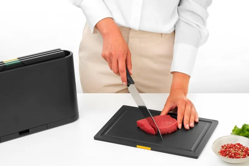 Set 4 planșe за tăiat cu casetă Brabantia Tasty+, Dark Grey