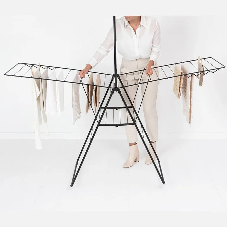 Uscător de rufe Brabantia Hangon, 25m, tijă suplimentară, Matt Black