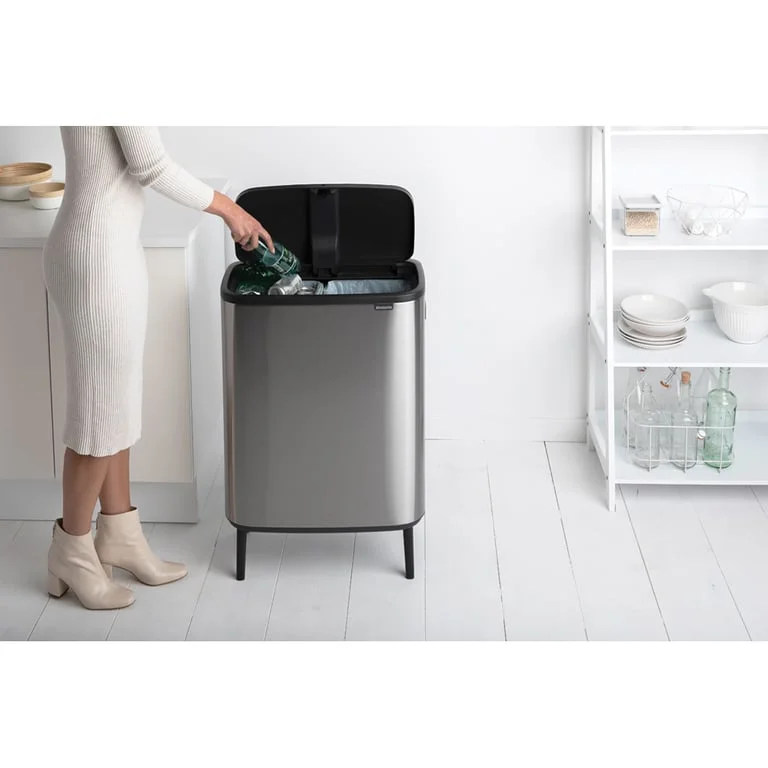 Coș de gunoi Brabantia Bo Touch Hi 2x30L, Matt Steel, Fingerprint proof