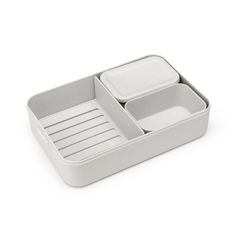 Cutie de prânz Brabantia Make&Take 2L, Light Grey, cu separatoare