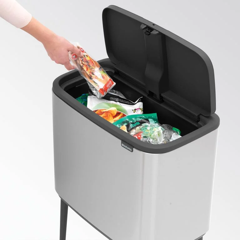 Coș de gunoi Brabantia Bo Touch 11/23L, Matt Steel, Fingerprint proof