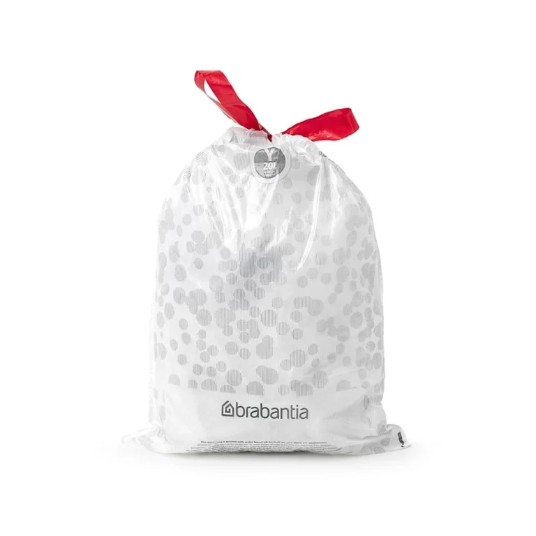 Saci de gunoi cu șnur Brabantia PerfectFit, cod  Y (Newicon), 20L, 20 bucăți, albi