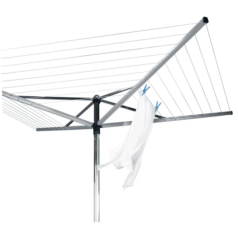 Uscător de rufe exterior Brabantia Topspinner 50m, țepușă metalică de săpat, Metallic Grey