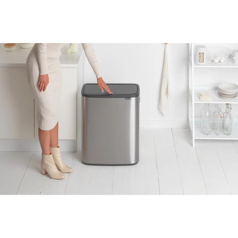 Bo Touch Bin Brabantia, 60 litre, Plastic Bucket Matt Steel Fingerprint Proof