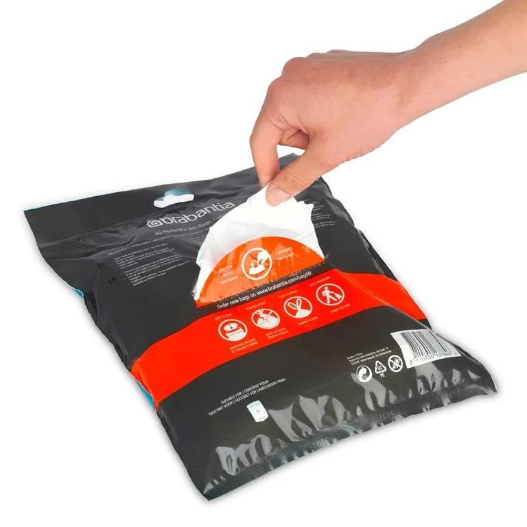Saci de gunoi cu șnur Brabantia PerfectFit NewIcon N, cod W, 5L, 40 bucăți, pachet