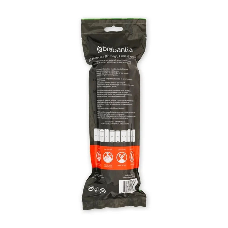 PerfectFit Bags Brabantia Size G, 23-30L, 20 pcs, White