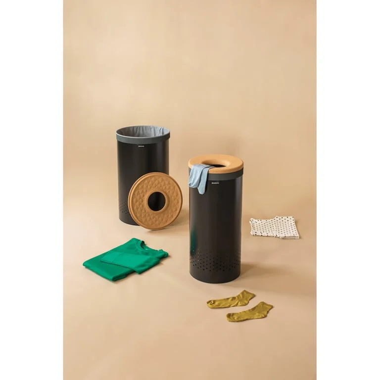 Laundry Bin Brabantia 60L, Cork Lid, Matt Black