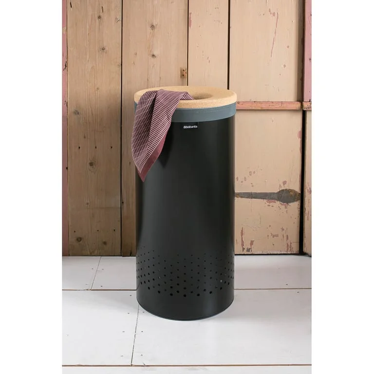 Coș de rufe Brabantia 35L, Matt Black, capac din plută