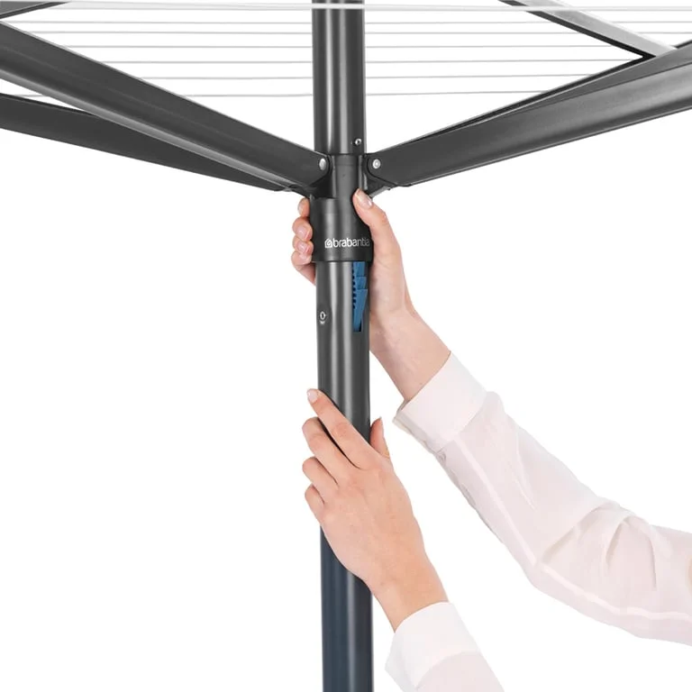 Uscător de rufe exterior Brabantia Topspinner 50m, țepușă metalică de săpat, Antracit