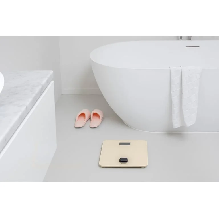 Cântar de baie digital Brabantia ReNew Soft Beige, funcționare fără baterii