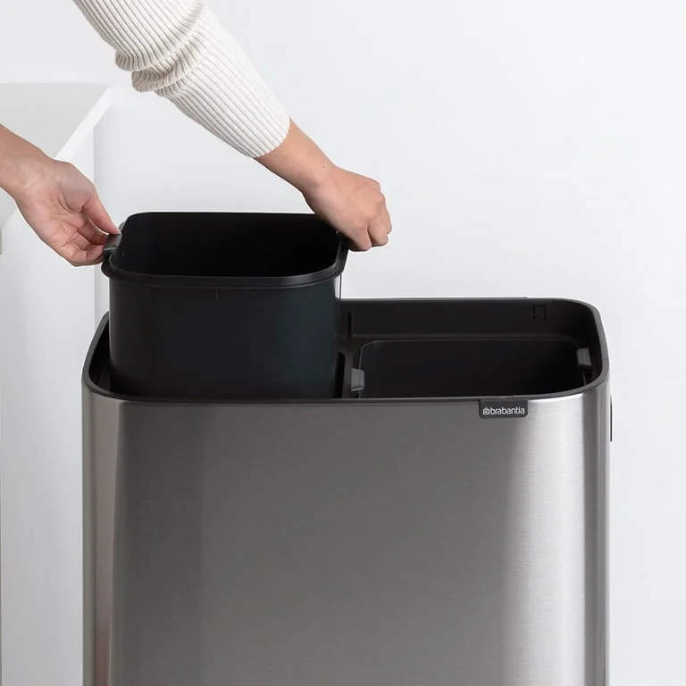 Coș de gunoi Brabantia Bo Touch Hi 2x30L, Matt Steel, Fingerprint proof